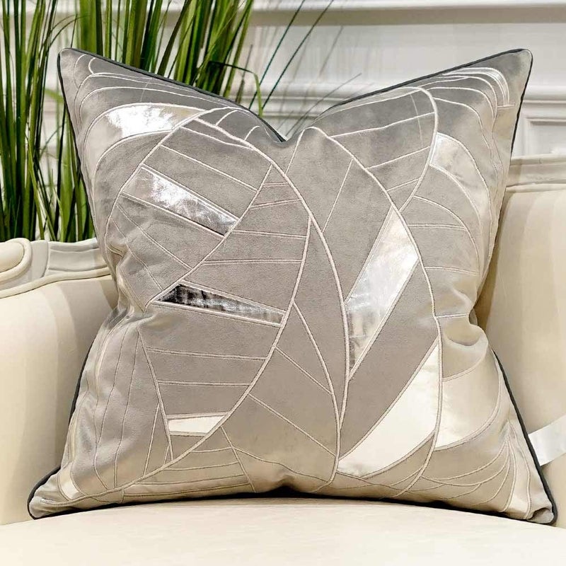 Avigers 20 x 20 Inches Grey Silver Striped Cushion Case Luxury European Throw Pillow Cover Decorative Pillow for Couch Living Room Bedroom Car - Image 1